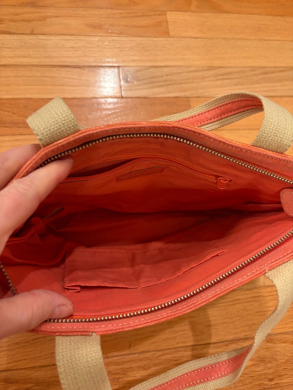 Bath and Body Works Coral Stripe Canvas Tote Bag - Women's Casual Handbag/Makeup - Picture 4 of 7